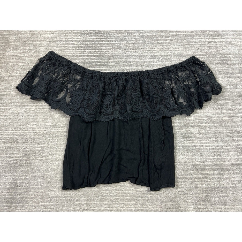 Forever 21 Top Womens 1X Black Lace Blouse‎ Lace Casual